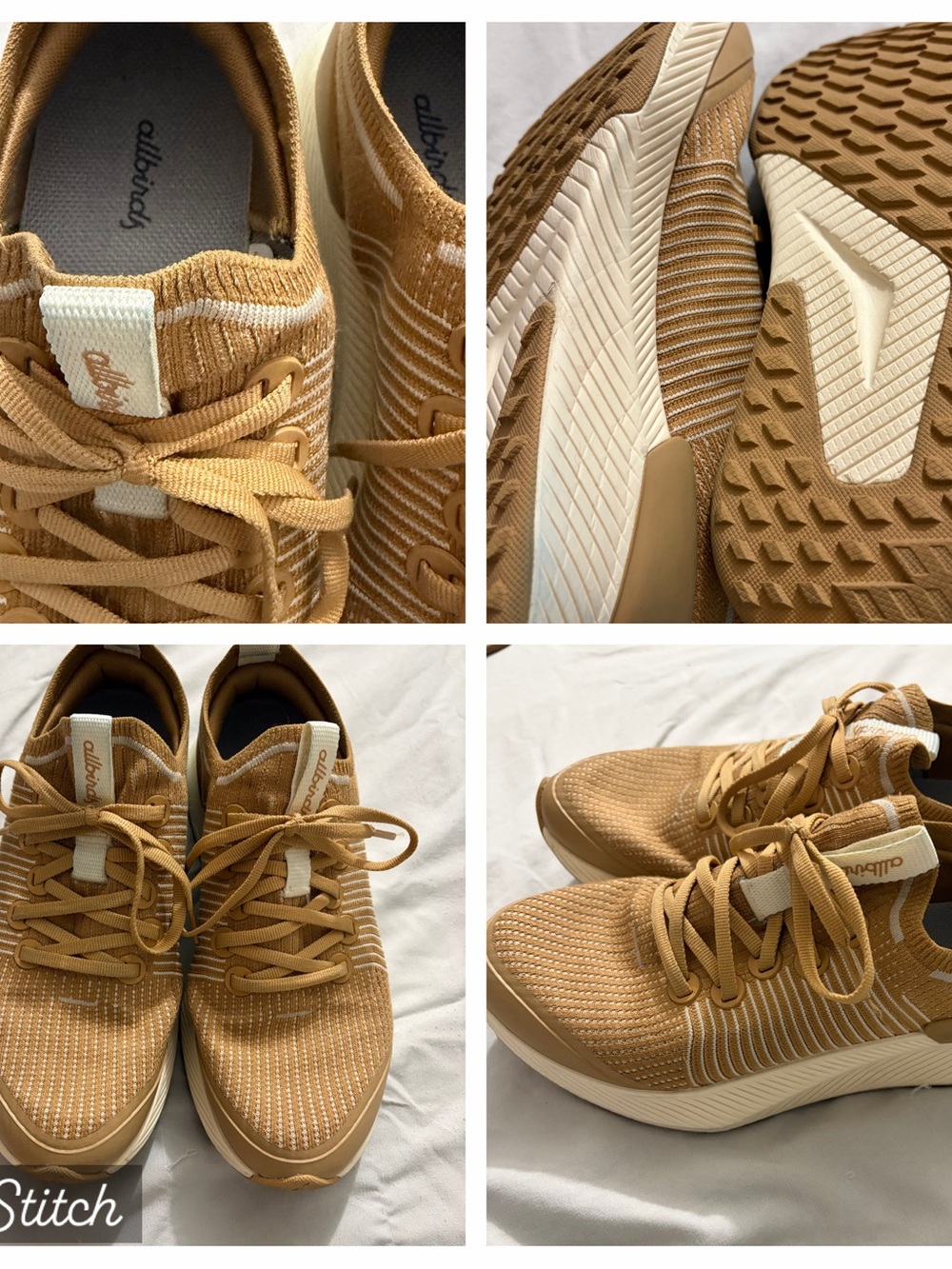allbirds Women’s Tan Knit Athletic Sneakers with Cream Accents